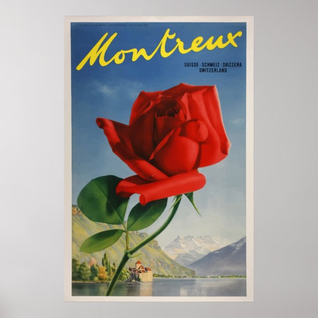 Montreux, Suisse Poster Vintage voyage (Devant)