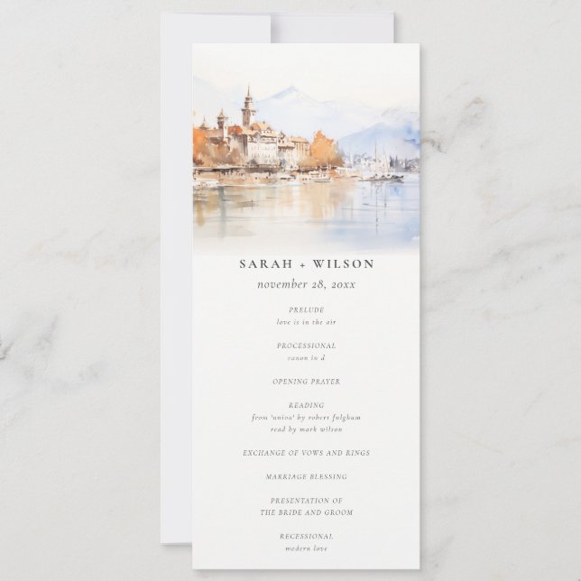 Montreux Switzerland Landscape Wedding Program (Front)