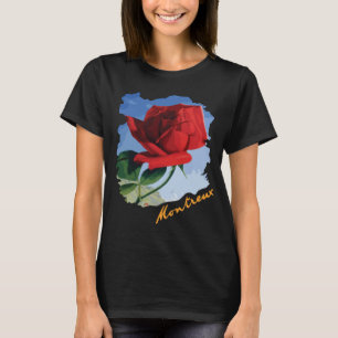 Montreux Switzerland Red Rose Blue Travel T-Shirt