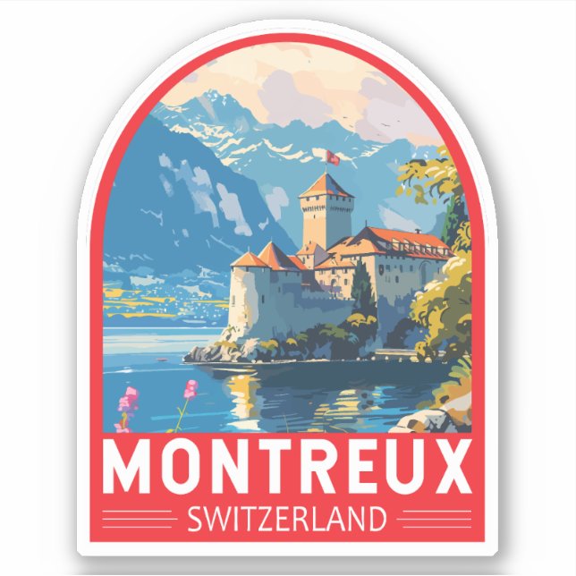 Montreux Switzerland Travel Art Vintage (Front)