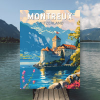 Montreux, Switzerland Travel Art Vintage Postcard