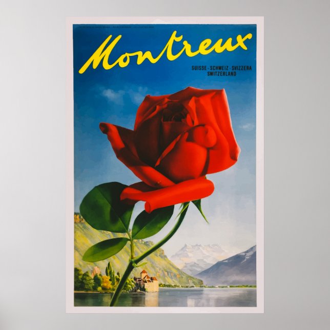 Montreux Switzerland Vintage Travel Poster (Front)