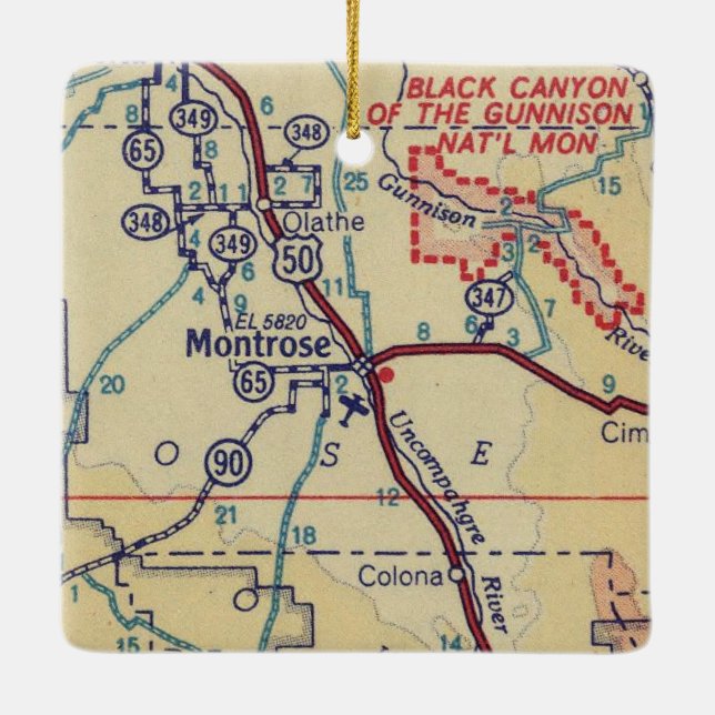 Montrose CO Vintage Map Ceramic Ornament (Back)
