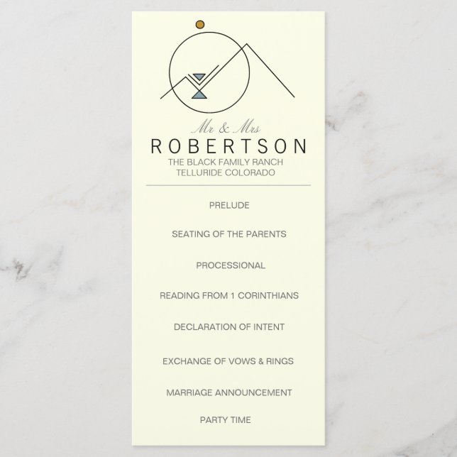 Monts géométriques Boho | Carte rack Mariage (Devant)