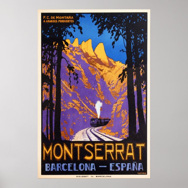 MONTSERRAT Barcelona Espana Rack Railways Travel Poster (Front)