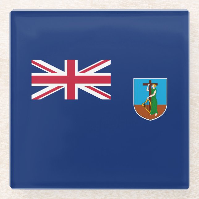 Montserrat Flag Glass Coaster (Front)