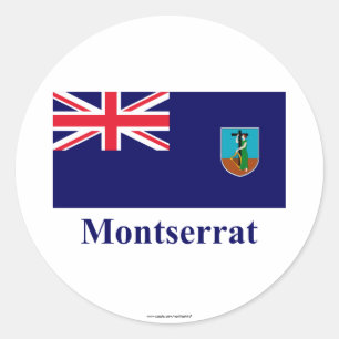 Montserrat Flag with Name Classic Round Sticker