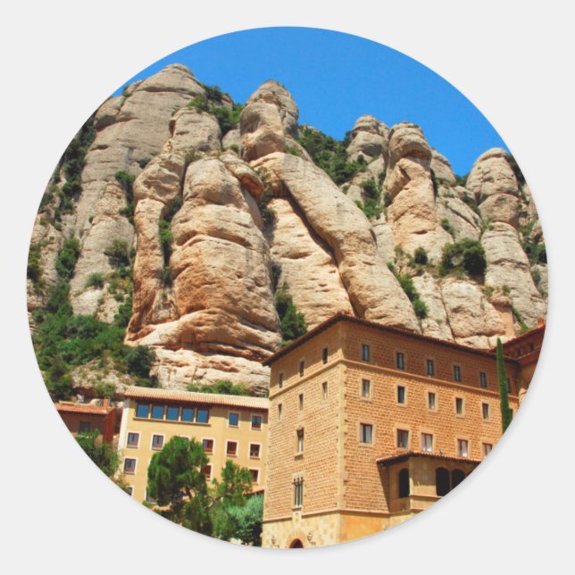Montserrat Monastery, Catalonia, Spain Classic Round Sticker (Front)