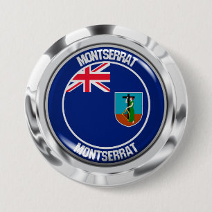 Montserrat Round Emblem 3 Inch Round Button