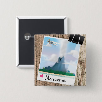 Montserrat Volcano vacation poster. 2 Inch Square Button