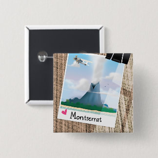 Montserrat Volcano vacation poster. 2 Inch Square Button
