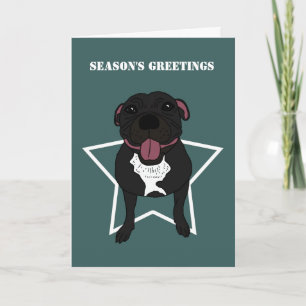 Monty the Staffordshire bull terrier Holiday Card