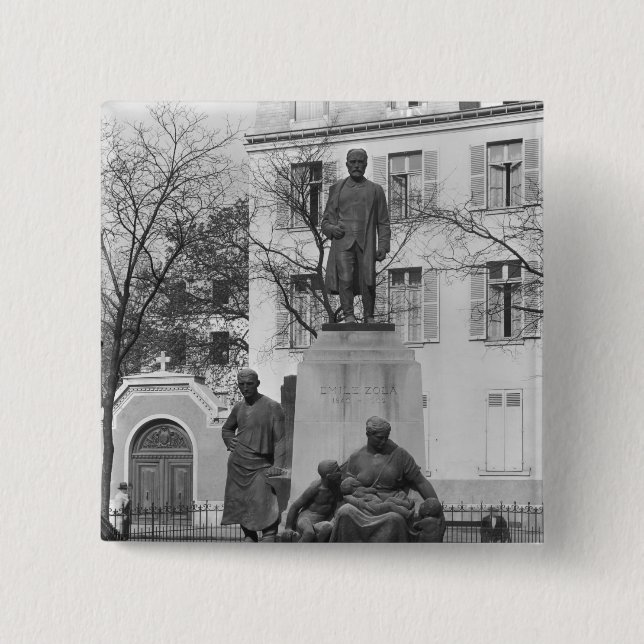 Monument to Emile Zola 2 Inch Square Button (Front)