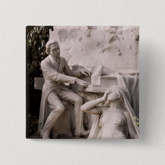 Monument to Frederic Chopin 2 Inch Square Button (Front)