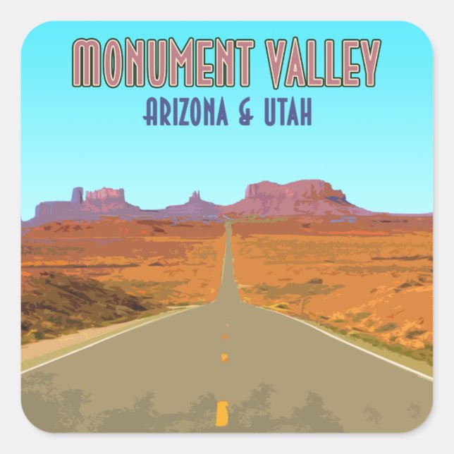 Monument Valley Arizona Utah Vintage Square Sticker (Front)