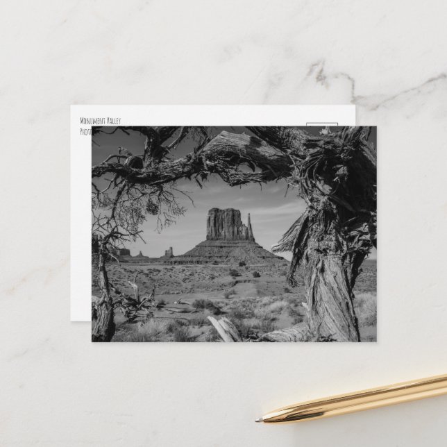Monument Valley Black and White Postcard (Front/Back In Situ)