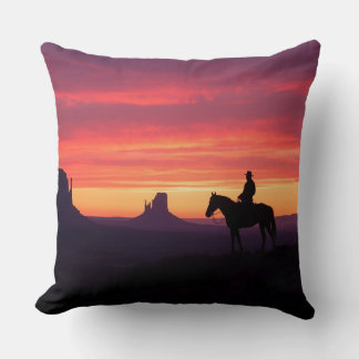 Monument Valley Iconic Western Sunset Silhouette  Throw Pillow