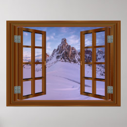 Monument Valley USA Faux Window View Winter Poster