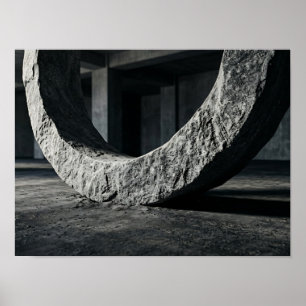 Monumental Stone Ring Dark Sculptural Wall Art