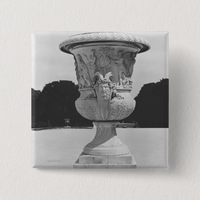 Monumental vase 2 inch square button (Front)