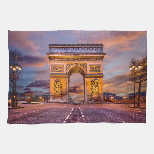 Monuments | Arc de Triomphe, Paris France Kitchen Towel (Horizontal)