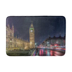 Monuments   Big Ben at Night Bath Mat