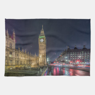Monuments Big Ben at Night Kitchen Towel