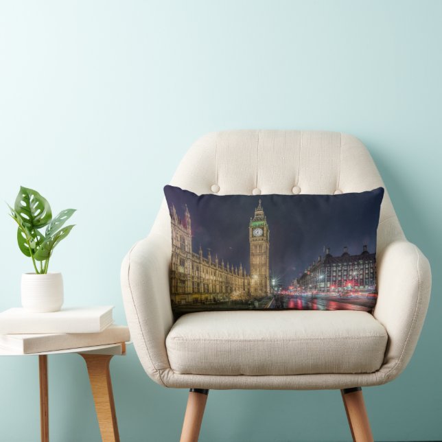 Monuments | Big Ben at Night Lumbar Pillow (Chair)