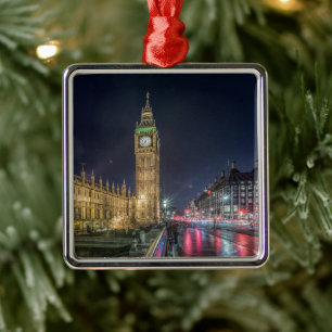 Monuments Big Ben at Night Metal Ornament
