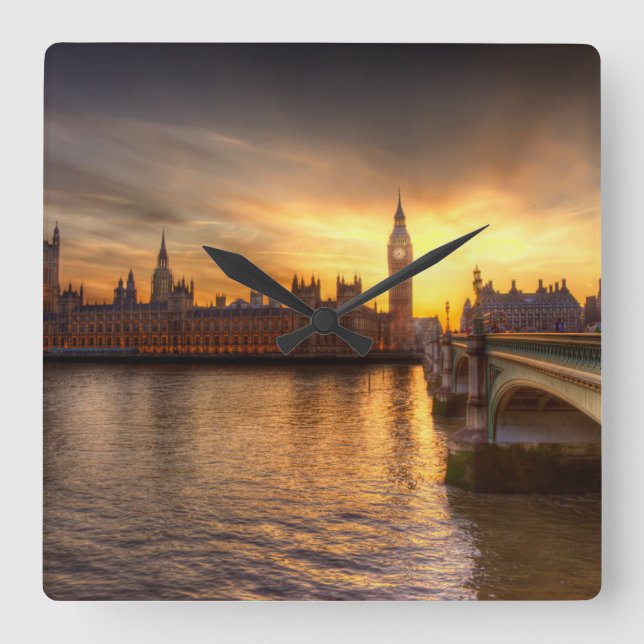 Monuments | Big Ben & Houses of Parliament Square Wall Clock (Front)