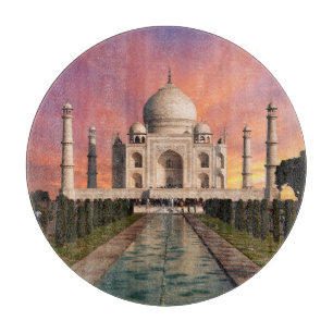 Monuments Colorful View of the Taj Mahal Cutting Board