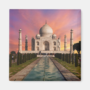 Monuments Colorful View of the Taj Mahal Magnet