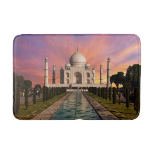 Monuments Colourful View of the Taj Mahal Bath Mat