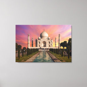 Monuments Colourful View of the Taj Mahal Canvas Print