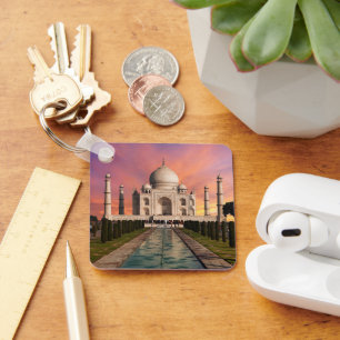 Monuments Colourful View of the Taj Mahal Keychain