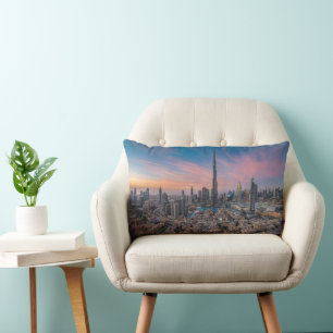 Monuments   Dubai Cityscape Lumbar Pillow