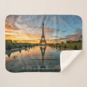 Monuments Eiffel Tower Sunrise Sherpa Blanket