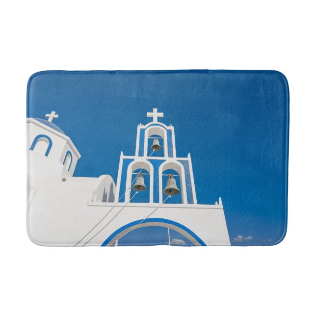 Monuments | Greek Blue Dome Church Bath Mat (Front)