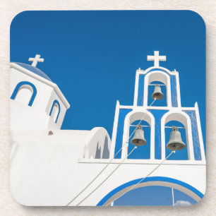 Monuments   Greek Blue Dome Church Coaster