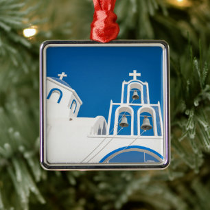 Monuments Greek Blue Dome Church Metal Ornament