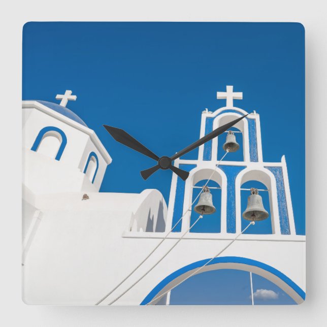 Monuments | Greek Blue Dome Church Square Wall Clock (Front)
