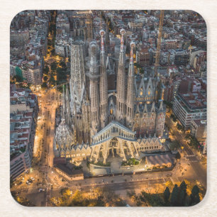Monuments La Sagrada Familia Square Paper Coaster
