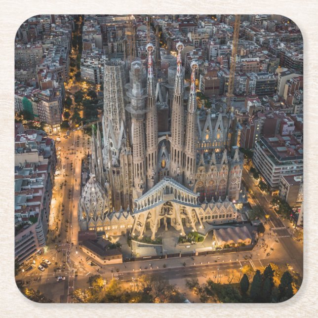 Monuments | La Sagrada Familia Square Paper Coaster (Front)