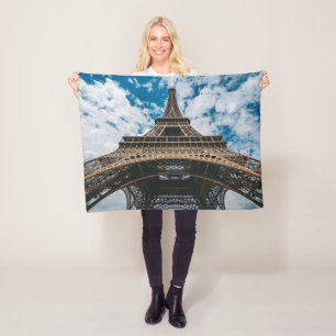 Monuments   Looking Up at the Eiffel Tower Fleece Blanket