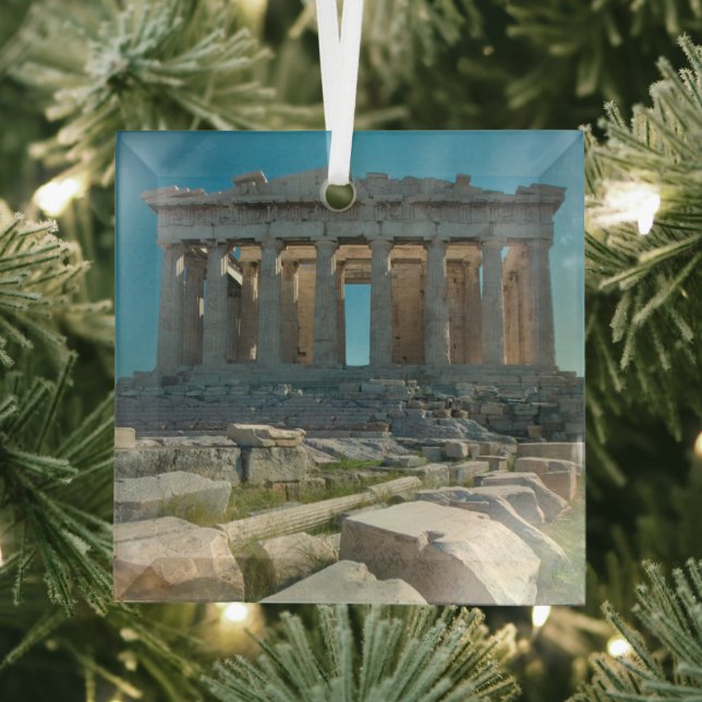 Monuments | Parthenon Athens, Greece Glass Ornament (Insitu)