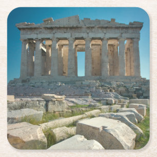 Monuments Parthenon Athens, Greece Square Paper Coaster