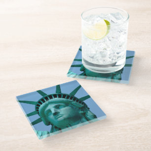 Monuments Statue of Liberty Face Glass Coaster