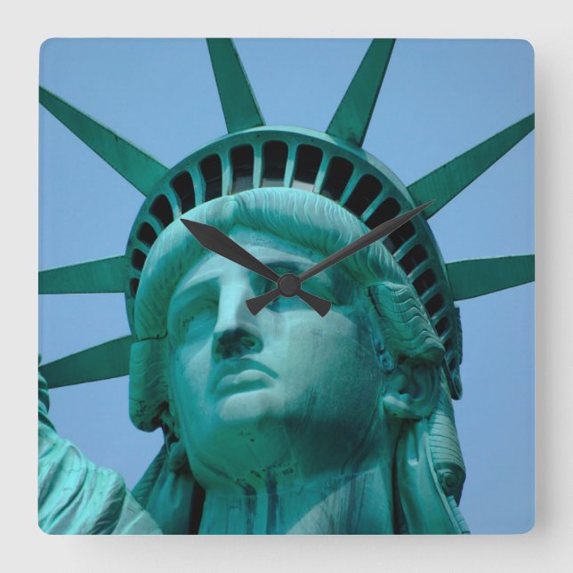 Monuments | Statue of Liberty Face Square Wall Clock (Front)