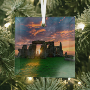 Monuments   Stonhenge, England Glass Ornament