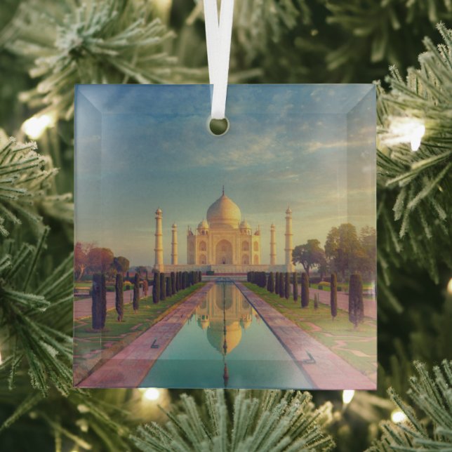 Monuments | Taj Mahal Colours Glass Ornament (Insitu)